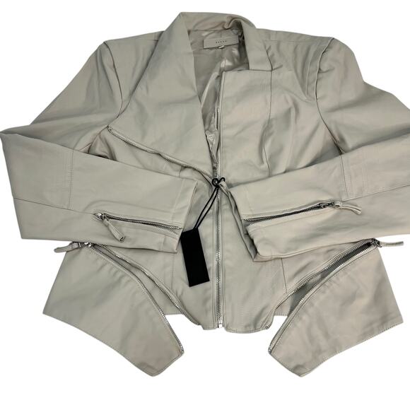 Blank NYC Size XL Faux Leather Vegan Zip Front Moto Jacket Cream Lined Edgy NWT - Picture 4 of 16